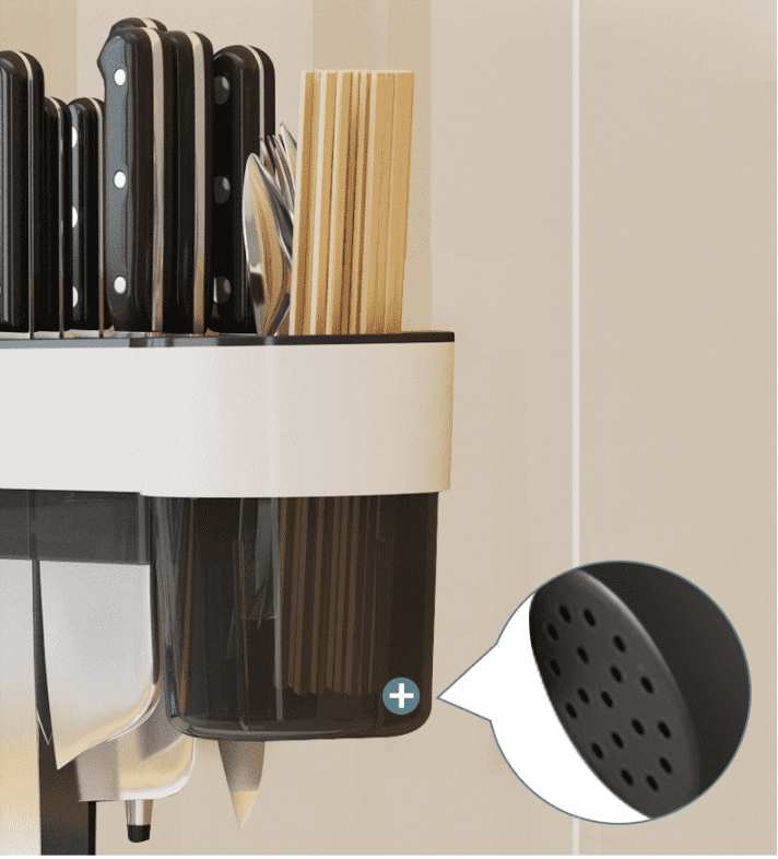 White Stainless Steel Knifes Chopping Board Utensil Storage Rack Organizer.